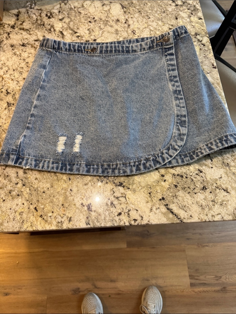 Light Blue Denim Wrap Mini Skirt